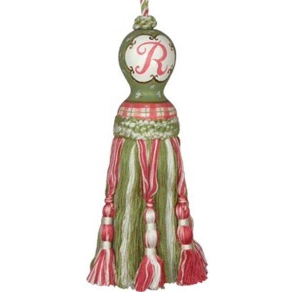 123 Creations 123 Creations C450AA.8 Inch Initial Tassel - Green and Pink C450AA.8